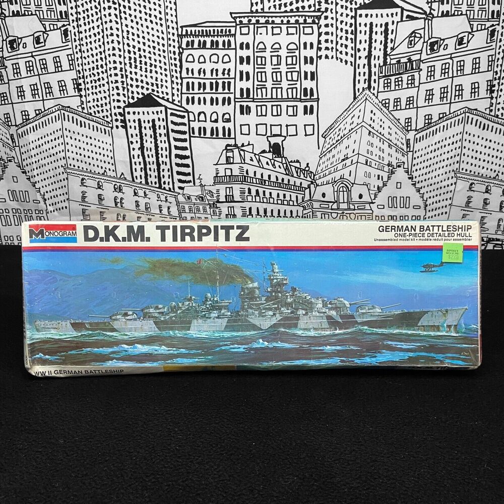 VTG 1977 Monogram D.K.M. Tirpitz German Battleship One Piece Detailed Hull #3009